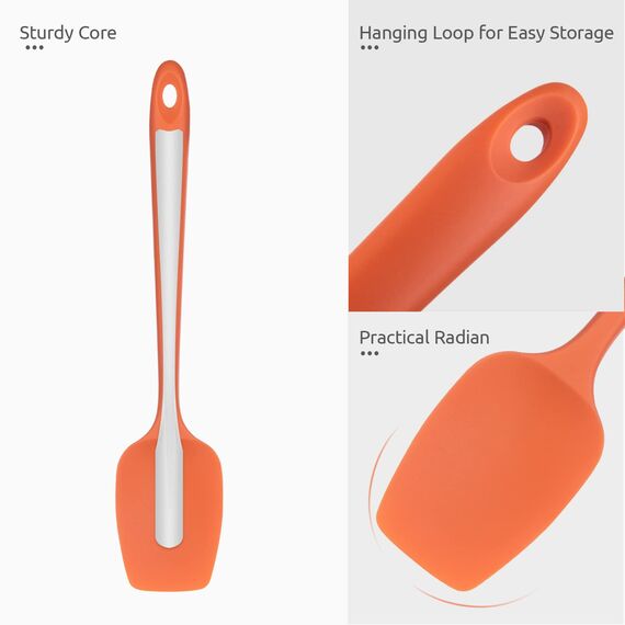 315℃ Hochhitzebeständiger Silikon Löffel Spatel: U-Taste Flexibler Nahtloser Gummispatel, Backen Kochen Silikon Teigschaber für Antihaftbeschichtetes Kochgeschirr Mischen Schaben (29cm, Orange)