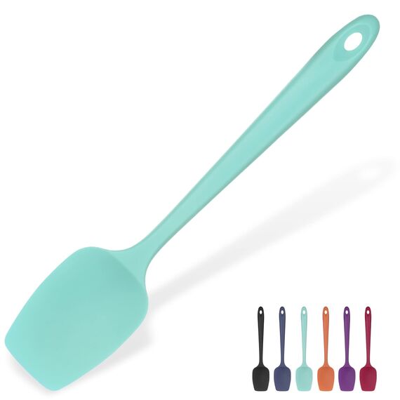 315℃ Hochhitzebeständiger Silikon Löffel Spatel: U-Taste Flexibler Nahtloser Gummispatel, Backen Kochen Silikon Teigschaber für Antihaftbeschichtetes Kochgeschirr Mischen Schaben (29cm, Aqua Sky)