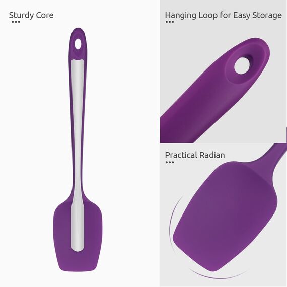 315℃ Hochhitzebeständiger Silikon Löffel Spatel: U-Taste Flexibler Nahtloser Gummispatel, Backen Kochen Silikon Teigschaber für Antihaftbeschichtetes Kochgeschirr Mischen Schaben (29cm, Lila)