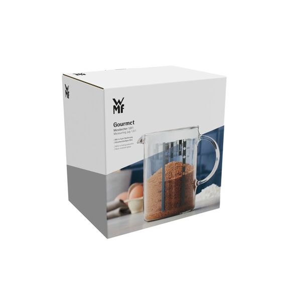 WMF Gourmet Messbecher 1 l – hitzebeständiger Glas-Messbecher mit präziser Skalierung, spülmaschinen- & mikrowellengeeignet, robuster Maßbecher aus Glas zum Kochen, Backen & genauen Abmessen