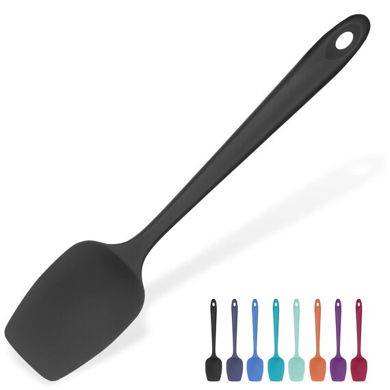 315℃ Hochhitzebeständiger Silikon Löffel Spatel: U-Taste Flexibler Nahtloser Gummispatel, Backen Kochen Silikon Teigschaber für Antihaftbeschichtetes Kochgeschirr Mischen Schaben (29cm, Schwarz)