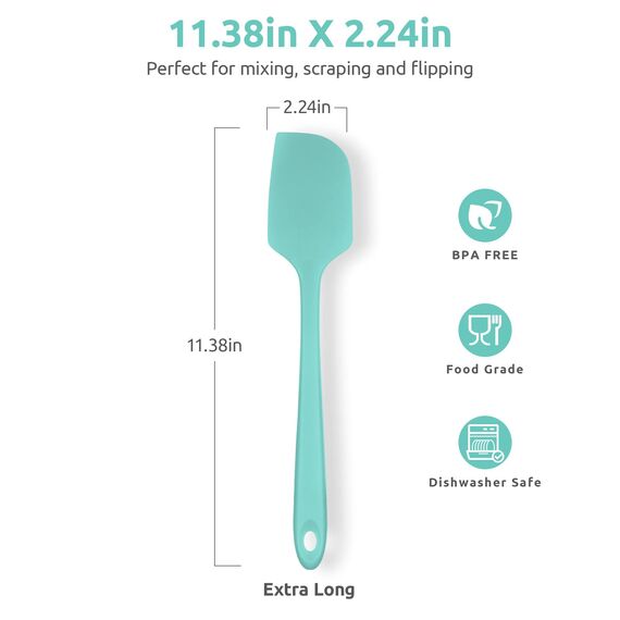 315℃ Hitzebeständiger Großer Silikon Spatel: U-Taste Antihaft Flexibler Nahtloser Teigschaber, Backen Kochen Silikon Küchenutensilien mit Nylonkern zum Mischen Rühren Schaben (29cm, Aqua Sky)