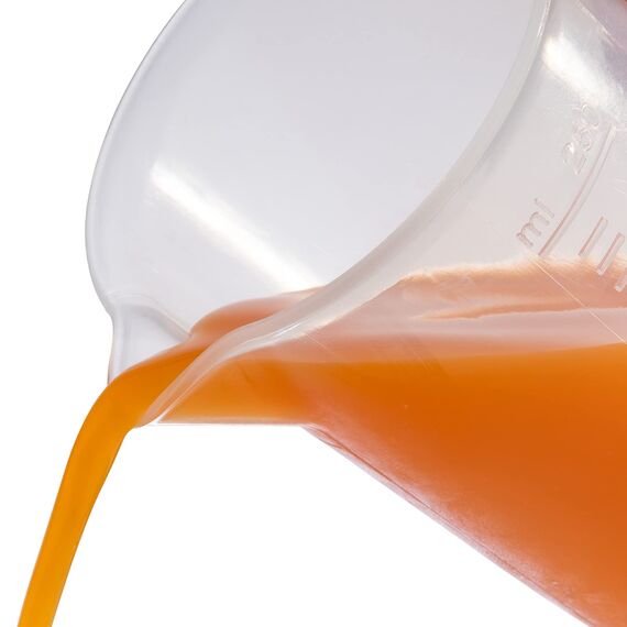 APS Messbecher 0,25 Liter, Ø 7 x H: 12 cm, Kunststoffbecher mit geprägter Maßskalierung außen, offener Griff, ml-Einteilung, spülmaschinengeeignet