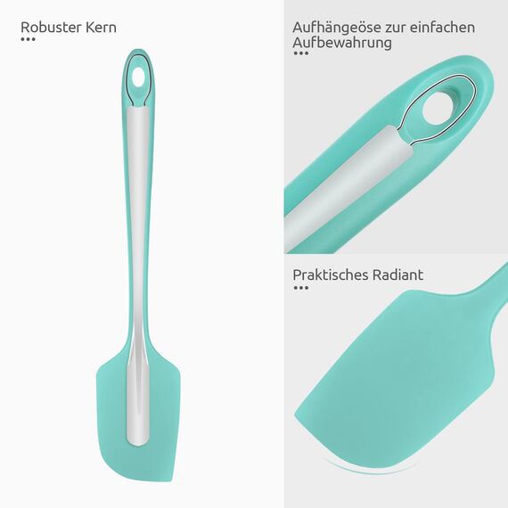 35,6cm Extra Großer Silikon Spatel: U-Taste 315℃ Hitzebeständiger Langer Flexibler Gummispatel für Schalen & Antihaft-kochgeschirr, Nahtloses Backen Teigschaber für Mischen Schaben Kochen (Aqua Sky)