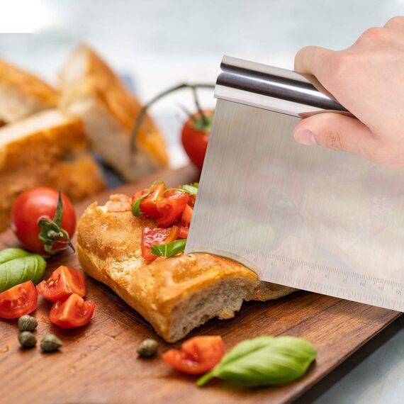 Vicloon Teigkarte Set, 3 Stück Edelstahl Teigschneider, Kunststoff Teigschaberkarte Tortenkarte, Teigschneider für Kuchen, Pizza, Brotschneiden, Küchenbedarf