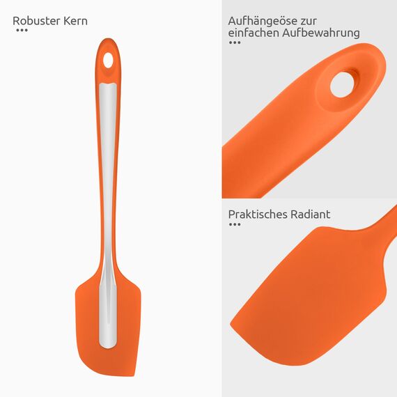 315℃ Hitzebeständiger Großer Silikon Spatel: U-Taste Antihaft Flexibler Nahtloser Teigschaber, Backen Kochen Silikon Küchenutensilien mit Nylonkern zum Mischen Rühren Schaben (29cm, Orange)