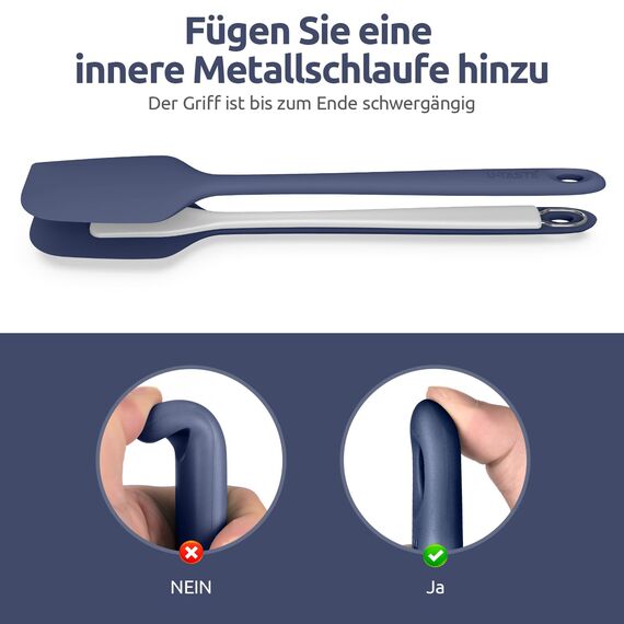 35,6cm Extra Großer Silikon Spatel: U-Taste 315℃ Hitzebeständiger Langer Flexibler Gummispatel für Schalen & Antihaft-kochgeschirr, Nahtloses Backen Teigschaber für Mischen Schaben Kochen (Nachtblau)