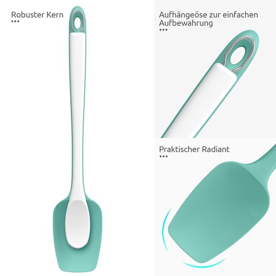 U-Taste 36 cm extra großer Löffelspatel aus Silikon: 315°C hitzebeständiger Kochlöffel in Lebensmittelqualität, nahtloses flexibles Küchengerät zum Backen Rühren Schaben Schöpfen Servieren (Aqua Sky)