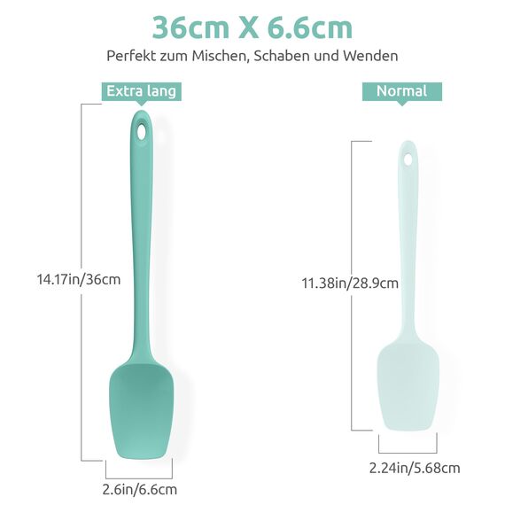 U-Taste 36 cm extra großer Löffelspatel aus Silikon: 315°C hitzebeständiger Kochlöffel in Lebensmittelqualität, nahtloses flexibles Küchengerät zum Backen Rühren Schaben Schöpfen Servieren (Aqua Sky)