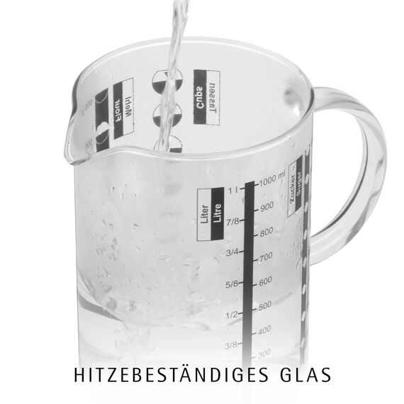 WMF Gourmet Messbecher 1 l – hitzebeständiger Glas-Messbecher mit präziser Skalierung, spülmaschinen- & mikrowellengeeignet, robuster Maßbecher aus Glas zum Kochen, Backen & genauen Abmessen