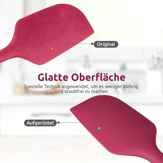 315℃ Hitzebeständiger Großer Silikon Spatel: U-Taste Antihaft Flexibler Nahtloser Teigschaber, Backen Kochen Silikon Küchenutensilien mit Nylonkern zum Mischen Rühren Schaben (29cm, Rot)