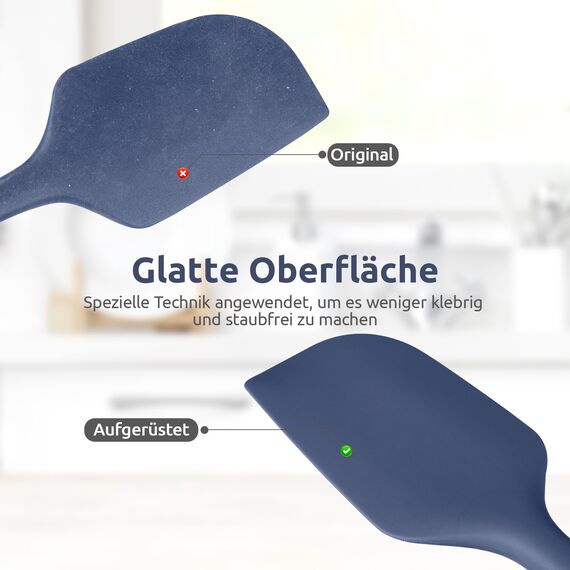 35,6cm Extra Großer Silikon Spatel: U-Taste 315℃ Hitzebeständiger Langer Flexibler Gummispatel für Schalen & Antihaft-kochgeschirr, Nahtloses Backen Teigschaber für Mischen Schaben Kochen (Nachtblau)