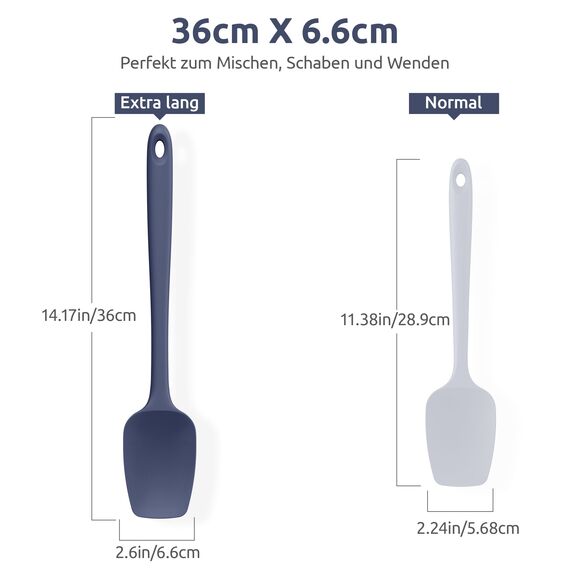 U-Taste 36cm extra großer Löffelspatel aus Silikon: 315°C hitzebeständiger Kochlöffel in Lebensmittelqualität, nahtloses flexibles Küchengerät zum Rühren Schaben Schöpfen Servieren (Mitternachtsblau)