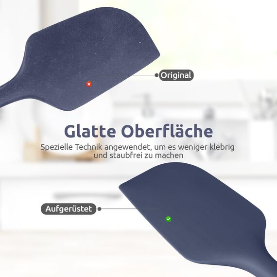 315℃ Hitzebeständiger Großer Silikon Spatel: U-Taste Antihaft Flexibler Nahtloser Teigschaber, Backen Kochen Silikon Küchenutensilien mit Nylonkern zum Mischen Rühren Schaben (29cm, Nachtblau)