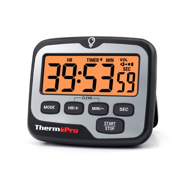 ThermoPro TM01 Küchentimer, digital, mit großem LCD-Display, Lautstärke, Alarm, Timer, Multifunktions-Timer, verstellbar, Countdown, Hintergrundbeleuchtung