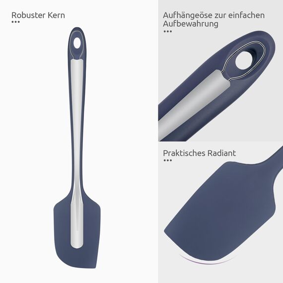 35,6cm Extra Großer Silikon Spatel: U-Taste 315℃ Hitzebeständiger Langer Flexibler Gummispatel für Schalen & Antihaft-kochgeschirr, Nahtloses Backen Teigschaber für Mischen Schaben Kochen (Nachtblau)
