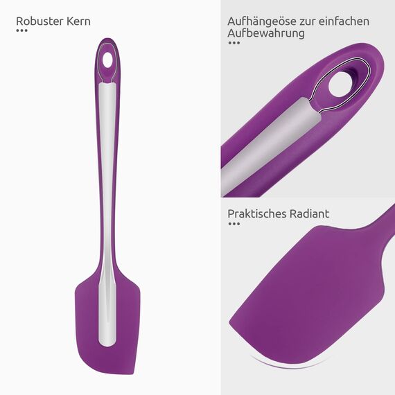 35,6cm Extra Großer Silikon Spatel: U-Taste 315℃ Hitzebeständiger Langer Flexibler Gummispatel für Schalen & Antihaft-kochgeschirr, Nahtloses Backen Teigschaber für Mischen Schaben Kochen (Lila)