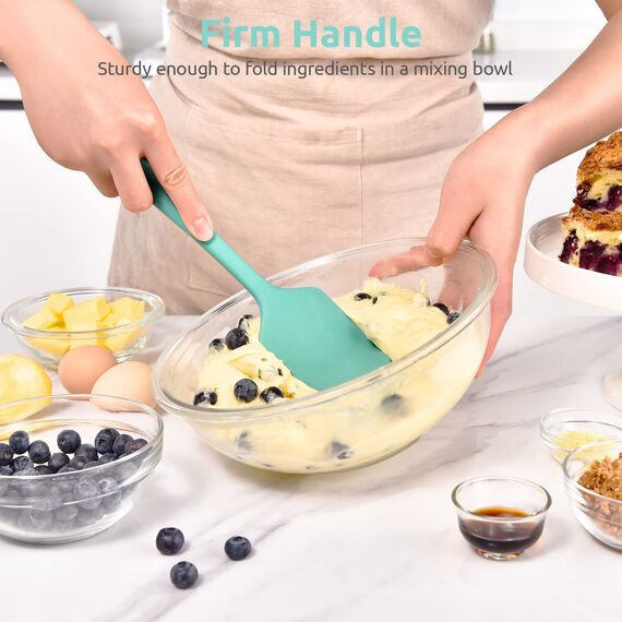 315℃ Hitzebeständiger Großer Silikon Spatel: U-Taste Antihaft Flexibler Nahtloser Teigschaber, Backen Kochen Silikon Küchenutensilien mit Nylonkern zum Mischen Rühren Schaben (29cm, Aqua Sky)