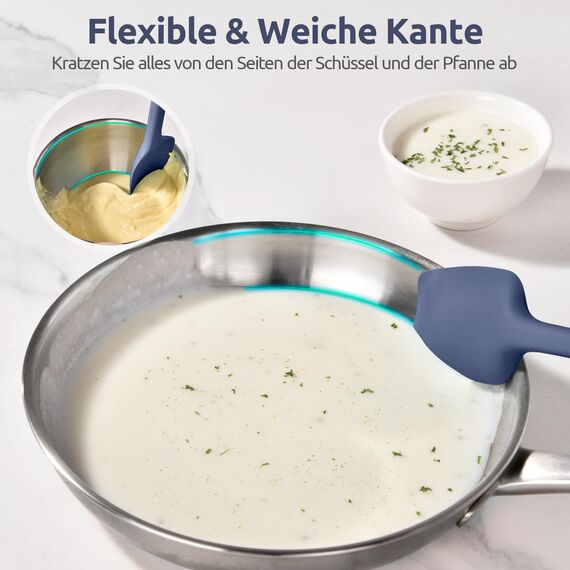 U-Taste 36cm extra großer Löffelspatel aus Silikon: 315°C hitzebeständiger Kochlöffel in Lebensmittelqualität, nahtloses flexibles Küchengerät zum Rühren Schaben Schöpfen Servieren (Mitternachtsblau)