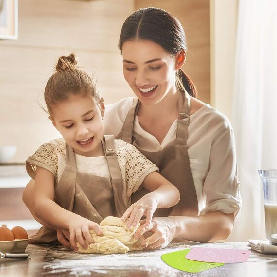 Vicloon Teigschaberkarte Kunststoff, 3 Stück Schüsselschaber, Dough Scraper Plastic, Teigschneider für Teigkuchen, Pizza, Backwerkzeug (Grün/Weiß/Rosa)