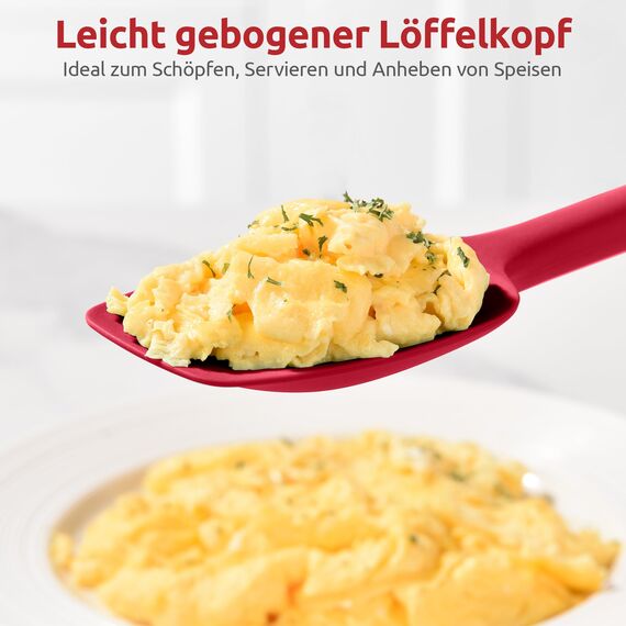 U-Taste 36 cm extra großer Löffelspatel aus Silikon: 315°C hitzebeständiger Kochlöffel in Lebensmittelqualität, nahtloses flexibles Küchengerät zum Backen Rühren Schaben Schöpfen Servieren (Rot)