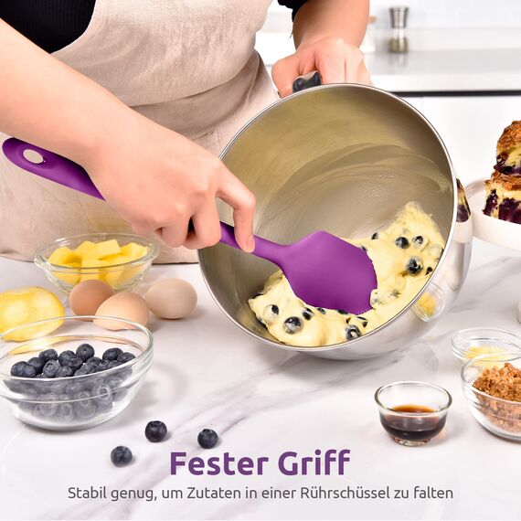 35,6cm Extra Großer Silikon Spatel: U-Taste 315℃ Hitzebeständiger Langer Flexibler Gummispatel für Schalen & Antihaft-kochgeschirr, Nahtloses Backen Teigschaber für Mischen Schaben Kochen (Lila)