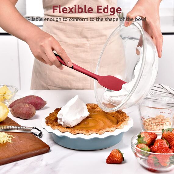 315℃ Hochhitzebeständiger Silikon Löffel Spatel: U-Taste Flexibler Nahtloser Gummispatel, Backen Kochen Silikon Teigschaber für Antihaftbeschichtetes Kochgeschirr Mischen Schaben (29cm, Rot)