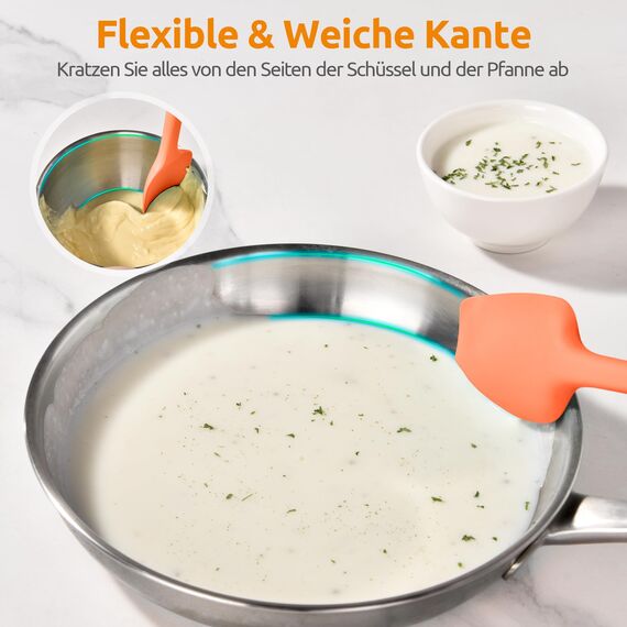 U-Taste 36 cm extra großer Löffelspatel aus Silikon: 315°C hitzebeständiger Kochlöffel in Lebensmittelqualität, nahtloses flexibles Küchengerät zum Backen Rühren Schaben Schöpfen Servieren (Orange)