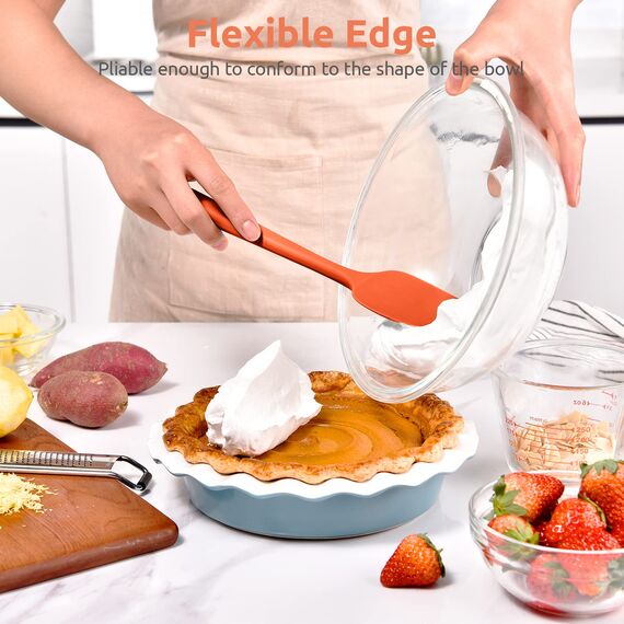 315℃ Hochhitzebeständiger Silikon Löffel Spatel: U-Taste Flexibler Nahtloser Gummispatel, Backen Kochen Silikon Teigschaber für Antihaftbeschichtetes Kochgeschirr Mischen Schaben (29cm, Orange)
