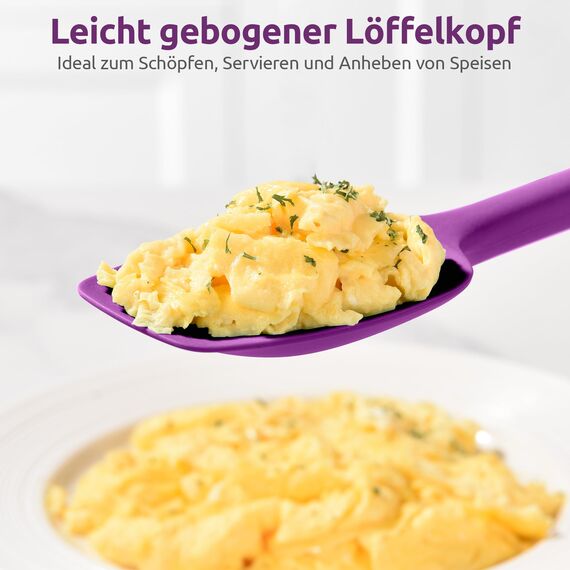 U-Taste 36 cm extra großer Löffelspatel aus Silikon: 315°C hitzebeständiger Kochlöffel in Lebensmittelqualität, nahtloses flexibles Küchengerät zum Backen Rühren Schaben Schöpfen Servieren (Lila)