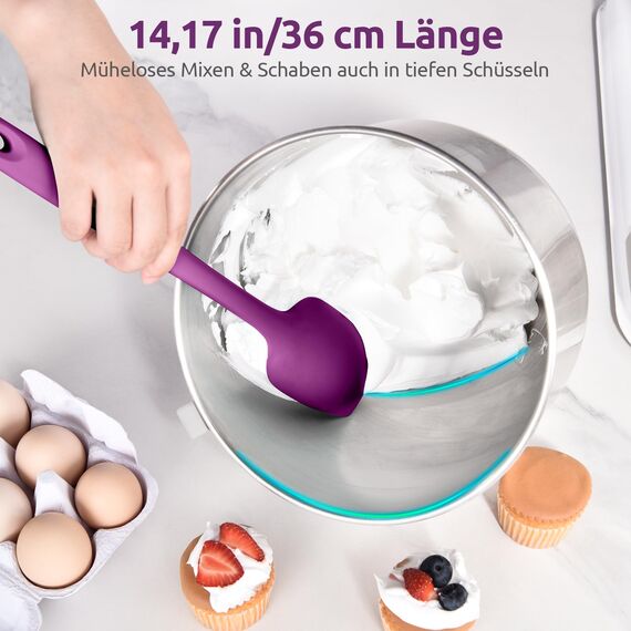 U-Taste 36 cm extra großer Löffelspatel aus Silikon: 315°C hitzebeständiger Kochlöffel in Lebensmittelqualität, nahtloses flexibles Küchengerät zum Backen Rühren Schaben Schöpfen Servieren (Lila)