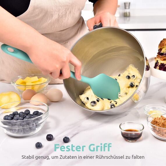 35,6cm Extra Großer Silikon Spatel: U-Taste 315℃ Hitzebeständiger Langer Flexibler Gummispatel für Schalen & Antihaft-kochgeschirr, Nahtloses Backen Teigschaber für Mischen Schaben Kochen (Aqua Sky)