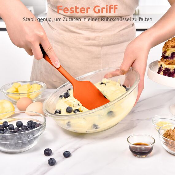 315℃ Hitzebeständiger Großer Silikon Spatel: U-Taste Antihaft Flexibler Nahtloser Teigschaber, Backen Kochen Silikon Küchenutensilien mit Nylonkern zum Mischen Rühren Schaben (29cm, Orange)