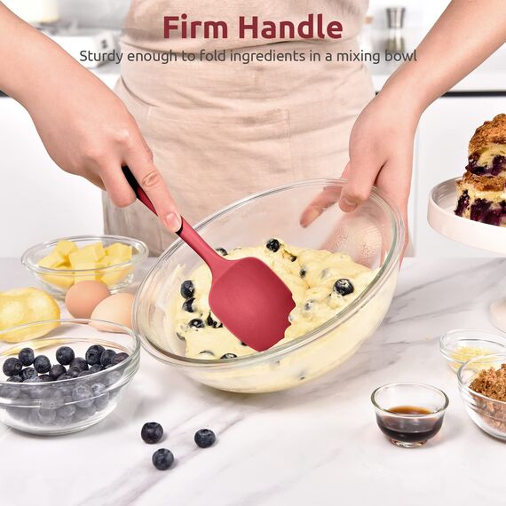 315℃ Hochhitzebeständiger Silikon Löffel Spatel: U-Taste Flexibler Nahtloser Gummispatel, Backen Kochen Silikon Teigschaber für Antihaftbeschichtetes Kochgeschirr Mischen Schaben (29cm, Rot)