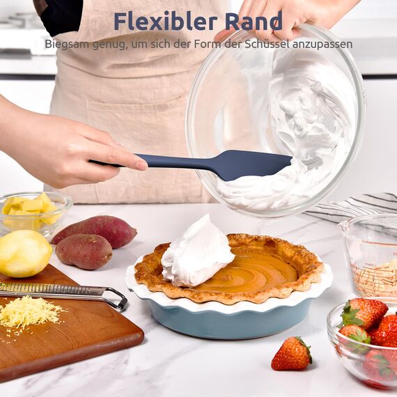 315℃ Hitzebeständiger Großer Silikon Spatel: U-Taste Antihaft Flexibler Nahtloser Teigschaber, Backen Kochen Silikon Küchenutensilien mit Nylonkern zum Mischen Rühren Schaben (29cm, Nachtblau)