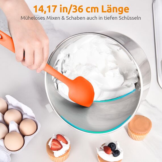 U-Taste 36 cm extra großer Löffelspatel aus Silikon: 315°C hitzebeständiger Kochlöffel in Lebensmittelqualität, nahtloses flexibles Küchengerät zum Backen Rühren Schaben Schöpfen Servieren (Orange)
