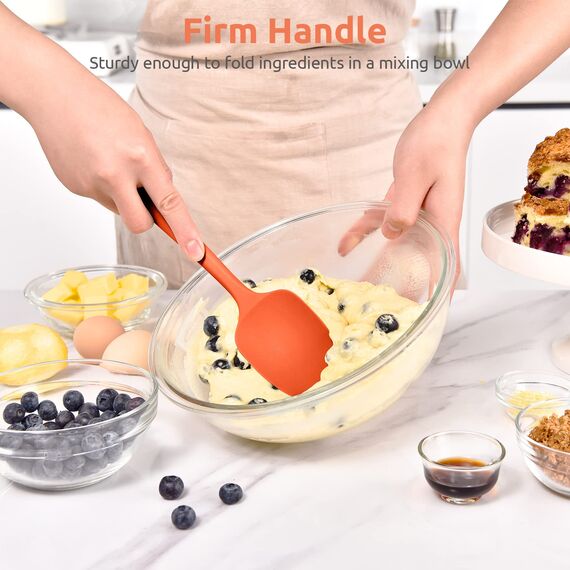 315℃ Hochhitzebeständiger Silikon Löffel Spatel: U-Taste Flexibler Nahtloser Gummispatel, Backen Kochen Silikon Teigschaber für Antihaftbeschichtetes Kochgeschirr Mischen Schaben (29cm, Orange)