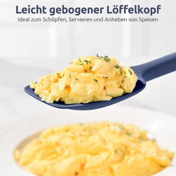 U-Taste 36cm extra großer Löffelspatel aus Silikon: 315°C hitzebeständiger Kochlöffel in Lebensmittelqualität, nahtloses flexibles Küchengerät zum Rühren Schaben Schöpfen Servieren (Mitternachtsblau)