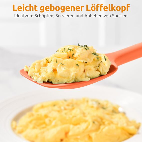 U-Taste 36 cm extra großer Löffelspatel aus Silikon: 315°C hitzebeständiger Kochlöffel in Lebensmittelqualität, nahtloses flexibles Küchengerät zum Backen Rühren Schaben Schöpfen Servieren (Orange)