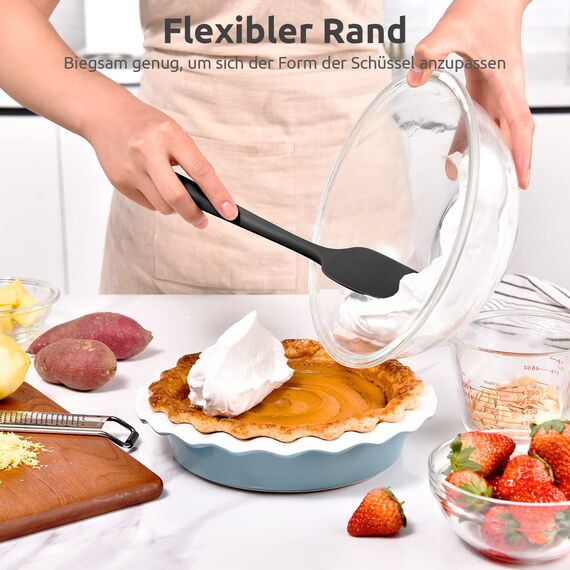 315℃ Hochhitzebeständiger Silikon Löffel Spatel: U-Taste Flexibler Nahtloser Gummispatel, Backen Kochen Silikon Teigschaber für Antihaftbeschichtetes Kochgeschirr Mischen Schaben (29cm, Schwarz)