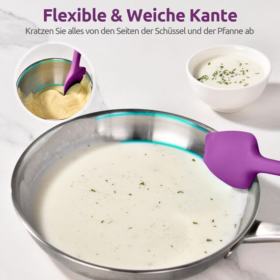 U-Taste 36 cm extra großer Löffelspatel aus Silikon: 315°C hitzebeständiger Kochlöffel in Lebensmittelqualität, nahtloses flexibles Küchengerät zum Backen Rühren Schaben Schöpfen Servieren (Lila)