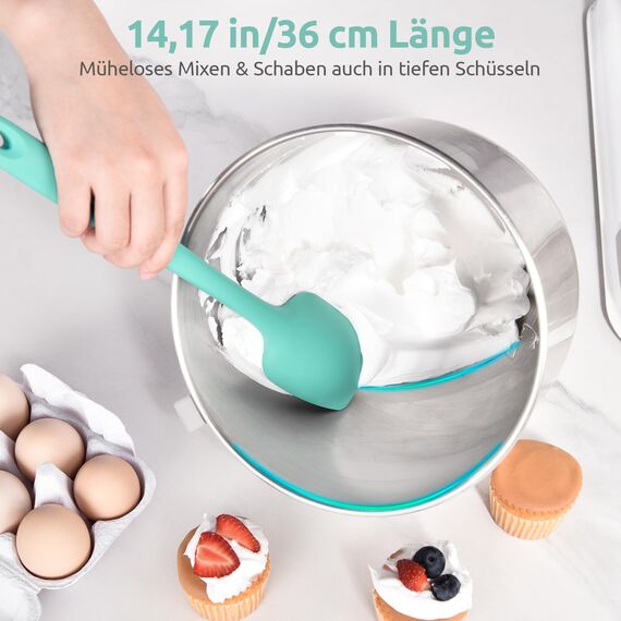 U-Taste 36 cm extra großer Löffelspatel aus Silikon: 315°C hitzebeständiger Kochlöffel in Lebensmittelqualität, nahtloses flexibles Küchengerät zum Backen Rühren Schaben Schöpfen Servieren (Aqua Sky)