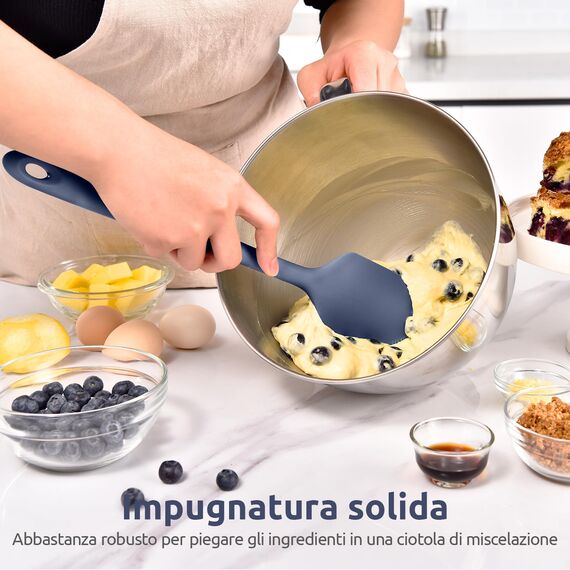 35,6cm Extra Großer Silikon Spatel: U-Taste 315℃ Hitzebeständiger Langer Flexibler Gummispatel für Schalen & Antihaft-kochgeschirr, Nahtloses Backen Teigschaber für Mischen Schaben Kochen (Nachtblau)