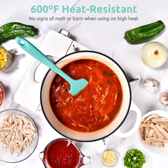 315℃ Hitzebeständiger Großer Silikon Spatel: U-Taste Antihaft Flexibler Nahtloser Teigschaber, Backen Kochen Silikon Küchenutensilien mit Nylonkern zum Mischen Rühren Schaben (29cm, Aqua Sky)