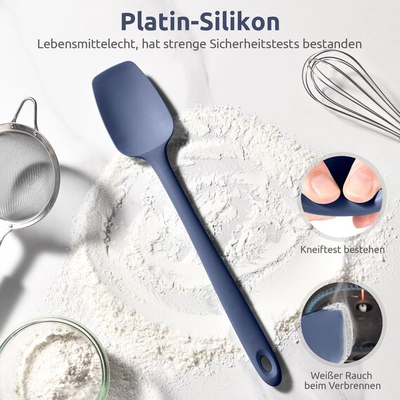 U-Taste 36cm extra großer Löffelspatel aus Silikon: 315°C hitzebeständiger Kochlöffel in Lebensmittelqualität, nahtloses flexibles Küchengerät zum Rühren Schaben Schöpfen Servieren (Mitternachtsblau)