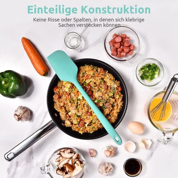 35,6cm Extra Großer Silikon Spatel: U-Taste 315℃ Hitzebeständiger Langer Flexibler Gummispatel für Schalen & Antihaft-kochgeschirr, Nahtloses Backen Teigschaber für Mischen Schaben Kochen (Aqua Sky)
