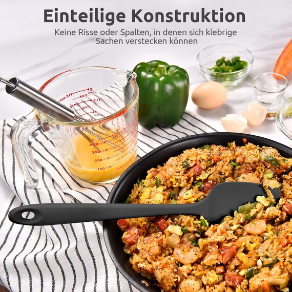 315℃ Hochhitzebeständiger Silikon Löffel Spatel: U-Taste Flexibler Nahtloser Gummispatel, Backen Kochen Silikon Teigschaber für Antihaftbeschichtetes Kochgeschirr Mischen Schaben (29cm, Schwarz)