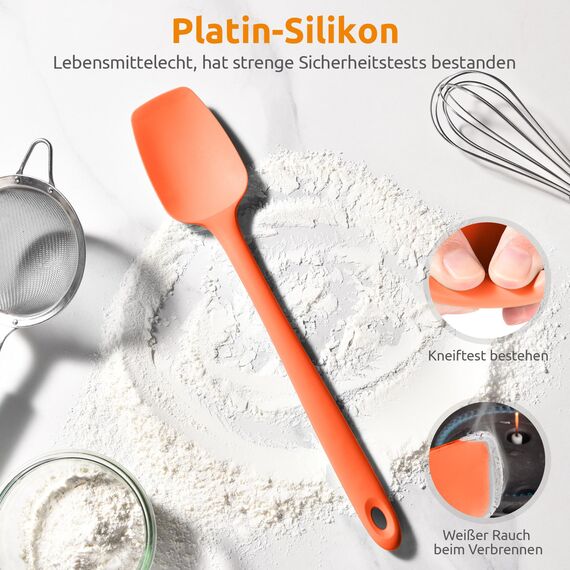 U-Taste 36 cm extra großer Löffelspatel aus Silikon: 315°C hitzebeständiger Kochlöffel in Lebensmittelqualität, nahtloses flexibles Küchengerät zum Backen Rühren Schaben Schöpfen Servieren (Orange)