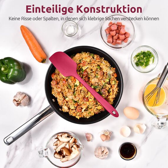 315℃ Hitzebeständiger Großer Silikon Spatel: U-Taste Antihaft Flexibler Nahtloser Teigschaber, Backen Kochen Silikon Küchenutensilien mit Nylonkern zum Mischen Rühren Schaben (29cm, Rot)