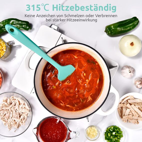 35,6cm Extra Großer Silikon Spatel: U-Taste 315℃ Hitzebeständiger Langer Flexibler Gummispatel für Schalen & Antihaft-kochgeschirr, Nahtloses Backen Teigschaber für Mischen Schaben Kochen (Aqua Sky)